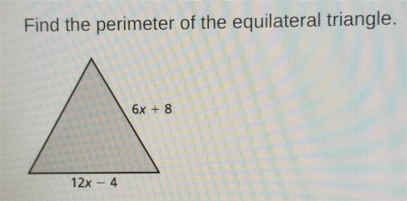 With the base of 12x - 4, and side length of 6x + 8 ,what is the perimeter of this-example-1