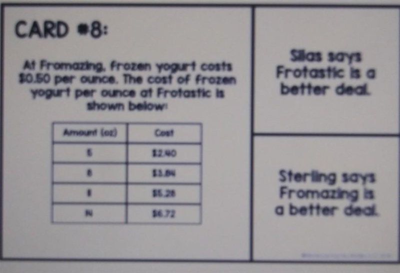 A) what is the cost per ounce at Fromazing?B) What is the cost per ounce at Frotastic-example-1