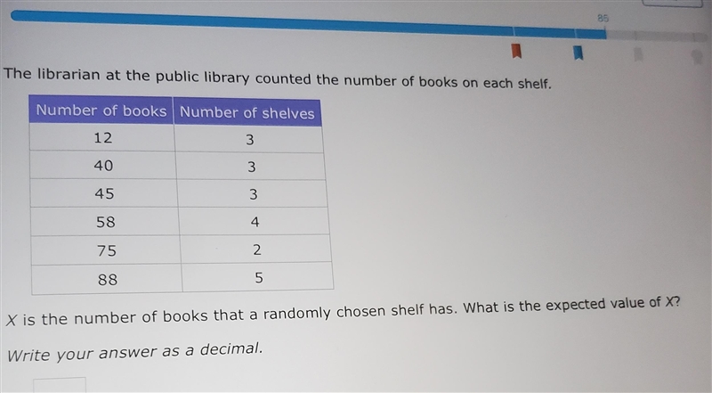 The librarian at the public library counted the number of books on each shelf. Number-example-1