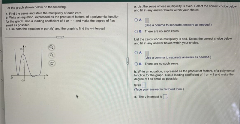 A find the zeros in State the multiply of each zeroB write an equation express as-example-1