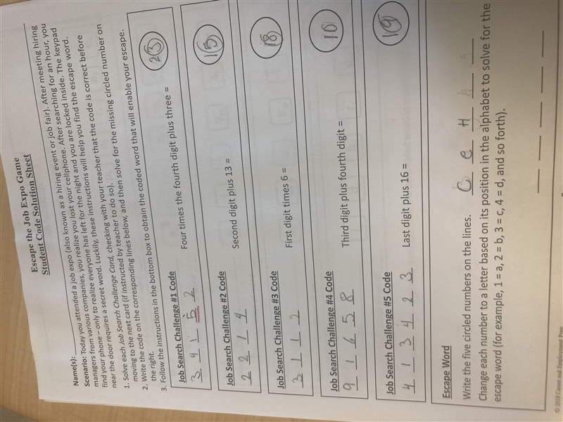 Need y’all help with this escape the job expo game student code solution sheet-example-1