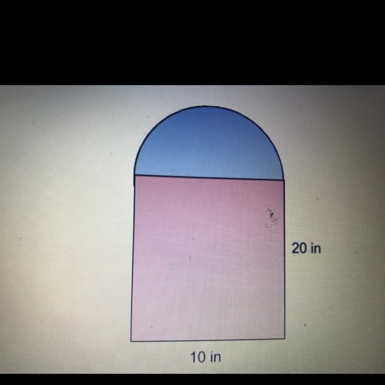 20 in 10 in 1) The figure shown is a rectangle topped by a semicircle. Find the perimeter-example-1