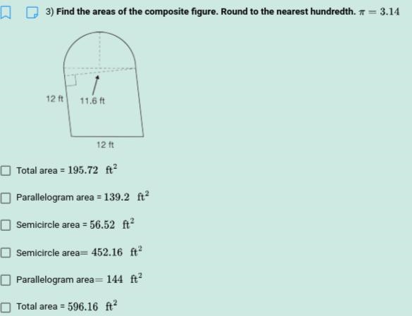 I am learning about the area and I'm having trouble with these questions. Would you-example-1