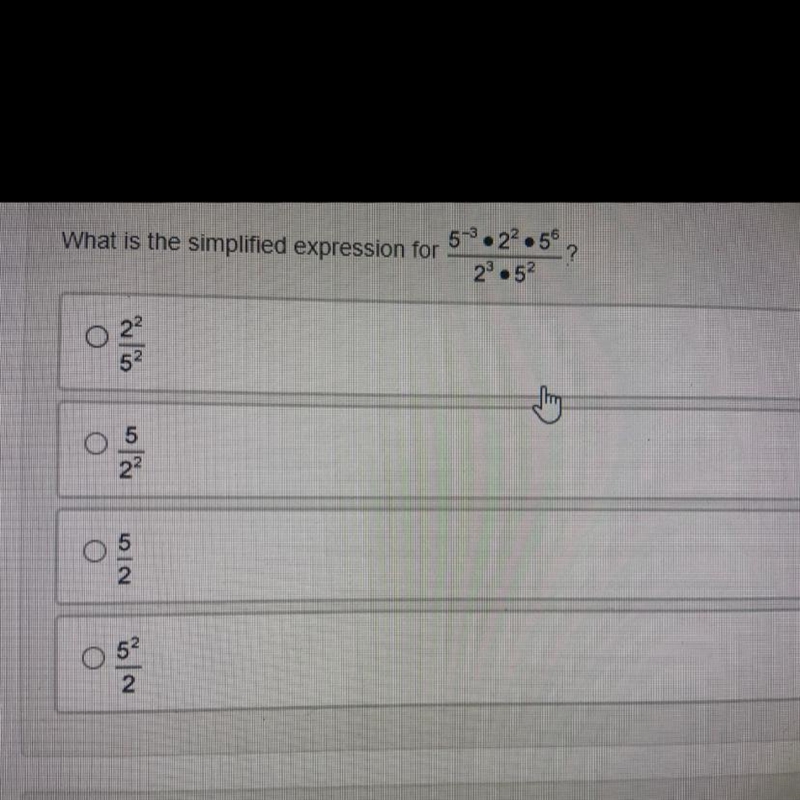 (Multiple Choice Worth 1 points) What is the simplified expression for:-example-1