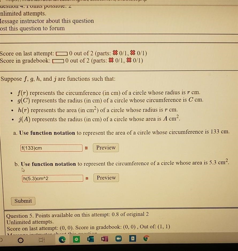 use the function notation to represent the area of a circle whose circumference is-example-1