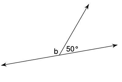 Determine the measure of angle b, and describe the relationship between the two angles-example-1