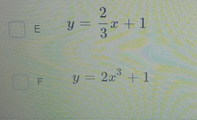 Which of these equations define y as a nonlinear function of x-example-1