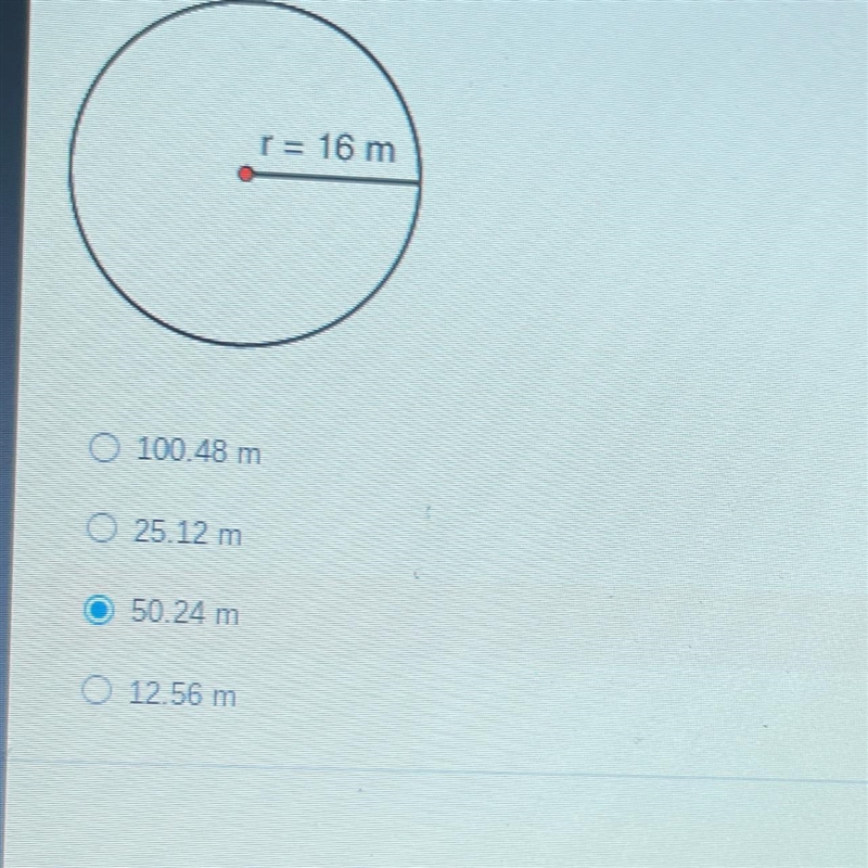 What is the circumference of the circle? (use 3.14 for pi)-example-1