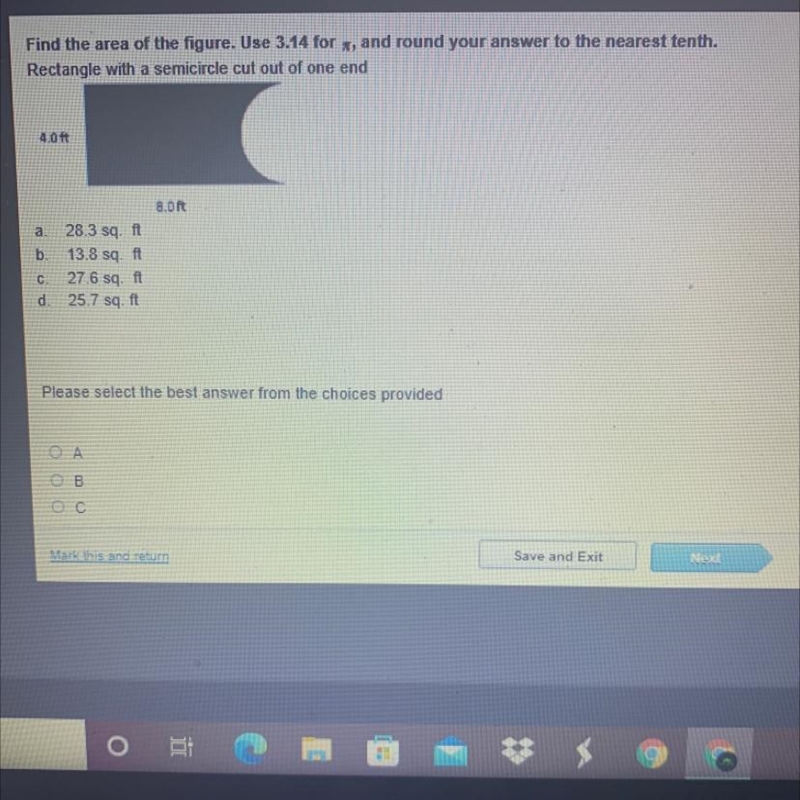 Find the area of the figure. Use 3.14 for x, and round your answer to the nearest-example-1