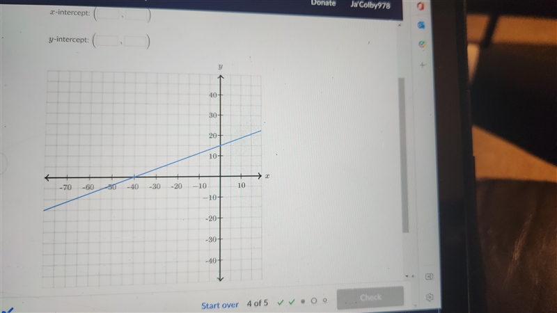 Find the intercepts of the line-example-1