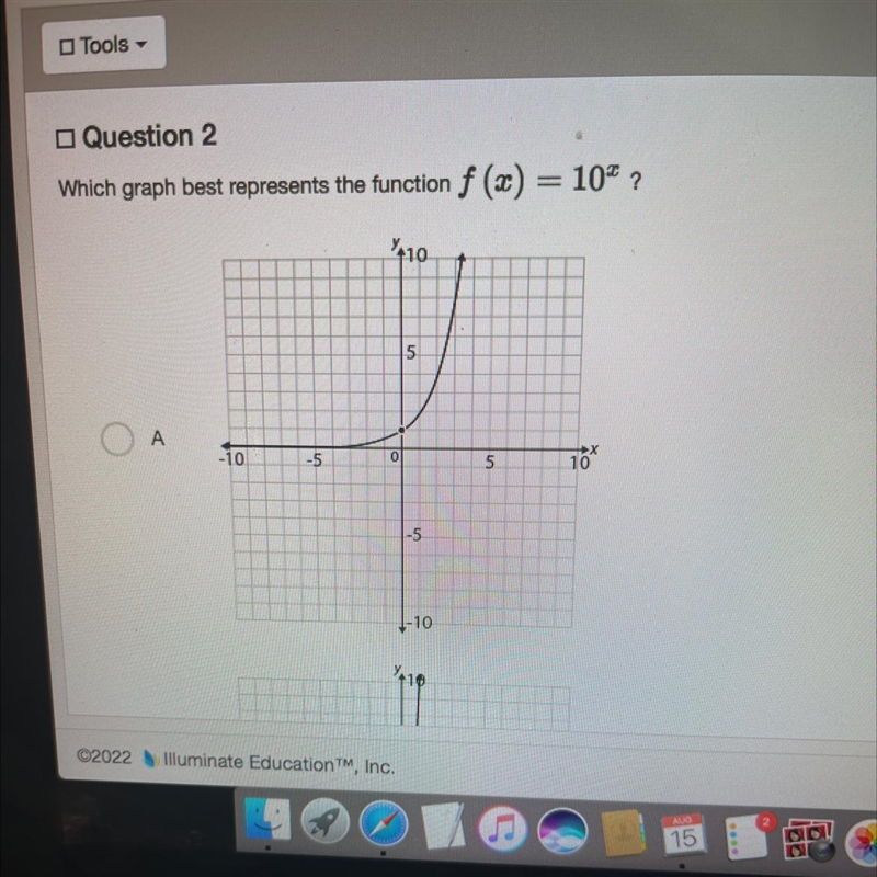 Which graph best represents the function f(x) = 10 ?-example-1