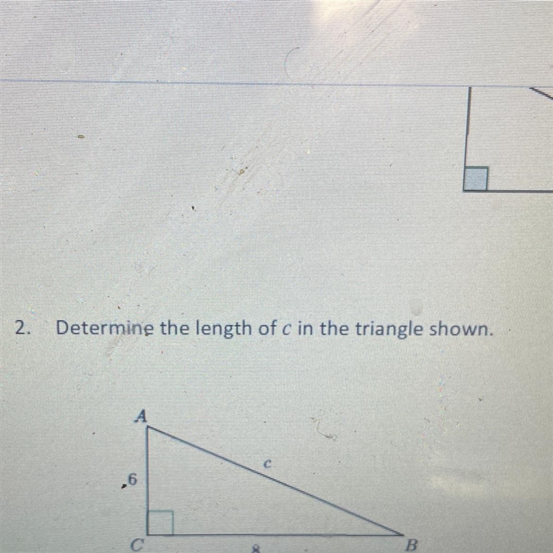 Determine the length of c in the triangle shown.-example-1