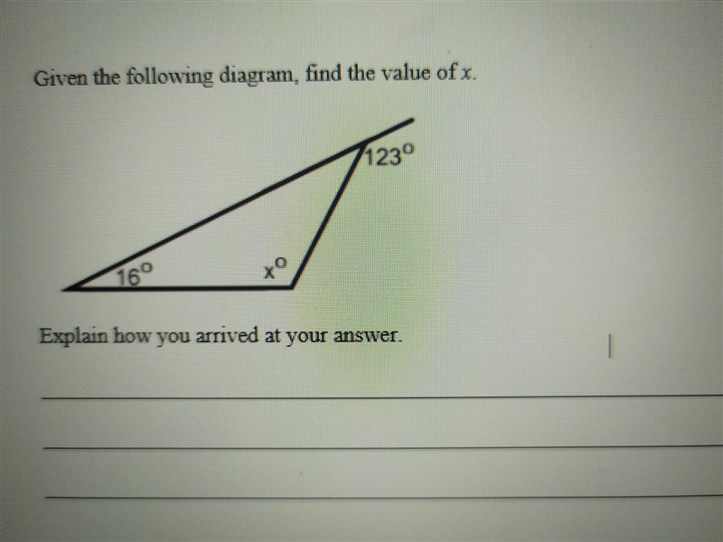 Given the following diagram, find the value of x Explain how you arrived at your answer-example-1