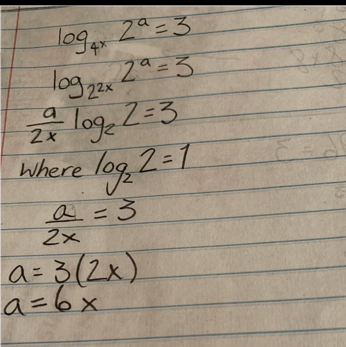 In the picture provided, I solved a logarithmic equation. And I answered it in terms-example-1