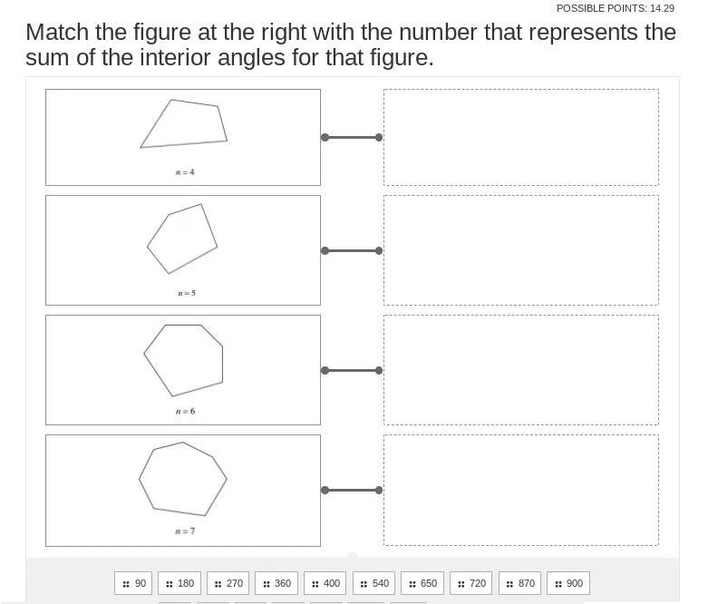 Match the figure at the right with the number that represents the sum of the interior-example-1