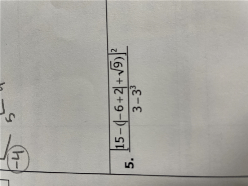 [15-(|-6+2|+ squareroot9)]^2and what are the steps to solve it. i’m confused!!-example-1