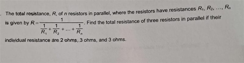 Find the total resistance of three resistors in parallel if their individual resistance-example-1