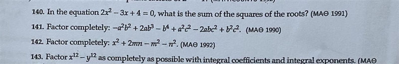 Question 140. In the equation 2x^2 - 3x + 4 = 0, what is the sum of the squares of-example-1