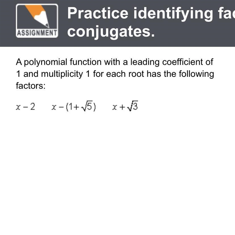 A polynomial function with a leading coefficient of 1 and multiplicity 1 for each-example-1