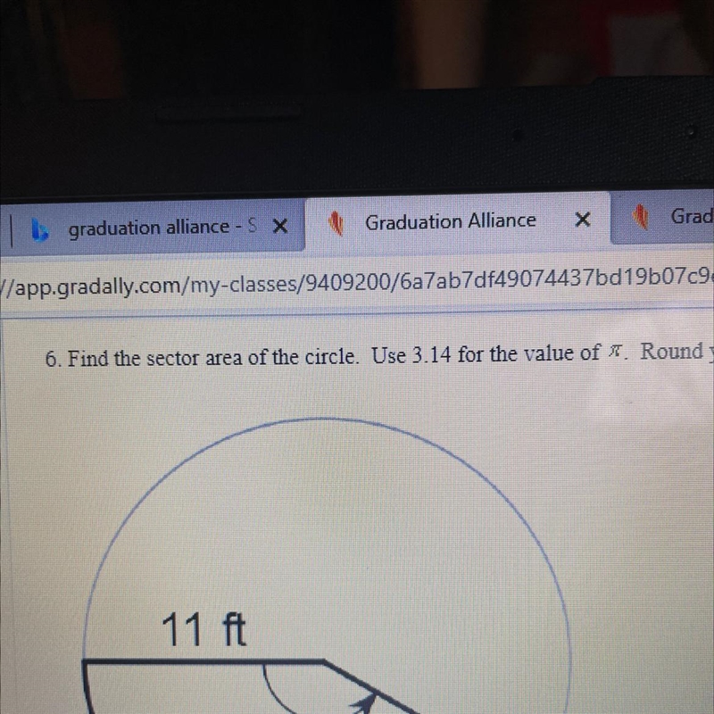 Find the sector area of the circle. Use 3.14 for the value of pi-example-1