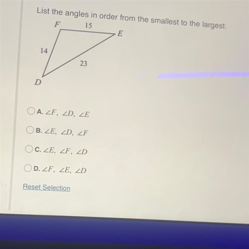 List the angles in order from the smallest of the large-example-1