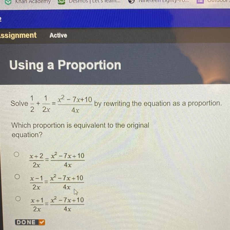 How would I solve this equation by rewriting it as a proportion?-example-1