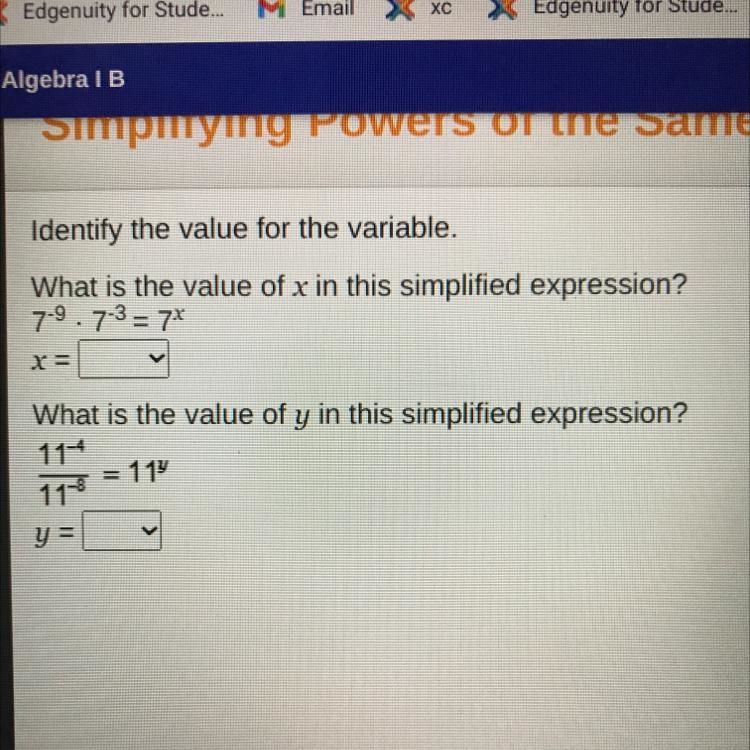 Identify the value for the variable. What is the value of x in this simplified expression-example-1