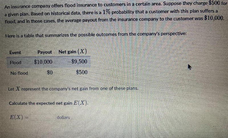 An insurance company offers flood insurance to customers in a certain area. Suppose-example-1