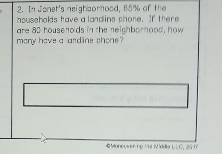 2. In Janet's neighborhood, 65% of thehouseholds have a landline phone. If thereare-example-1