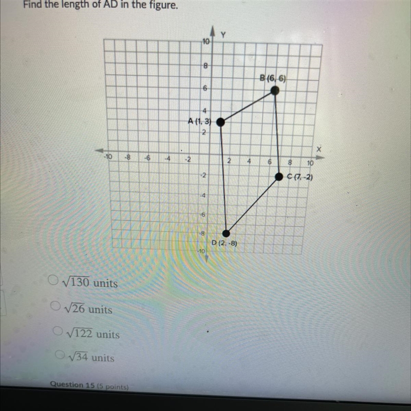 Find the length of ad in the figure. Help needed with math Also explain it as well-example-1