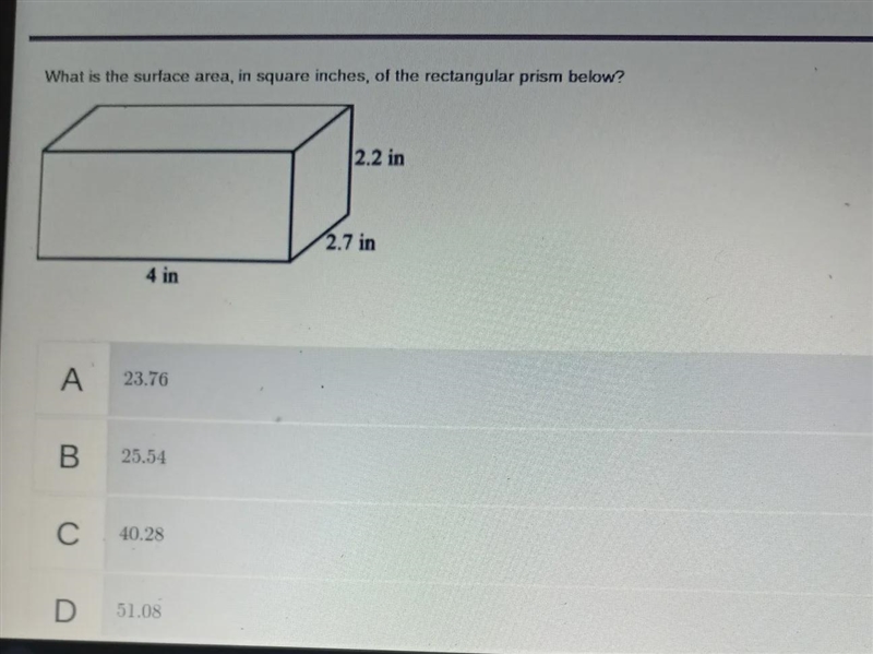 What is the surface area in square inches of the rectangular prism below-example-1