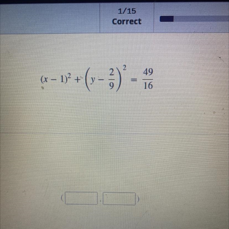 Consider the following equation of a circle what is the circle's center?-example-1