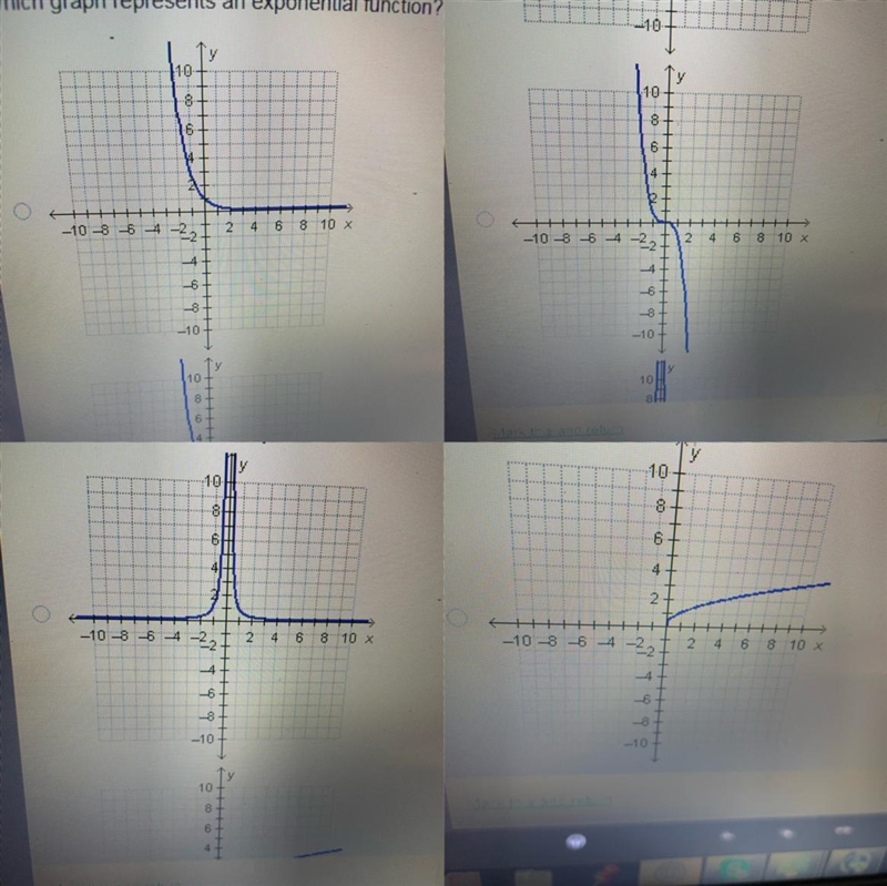 Which graph represents an exponential function?-example-1