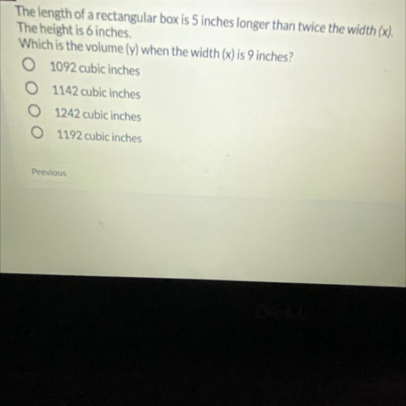 43 pointThe length of a rectangular box is 5 inches longer than twice the width (x-example-1