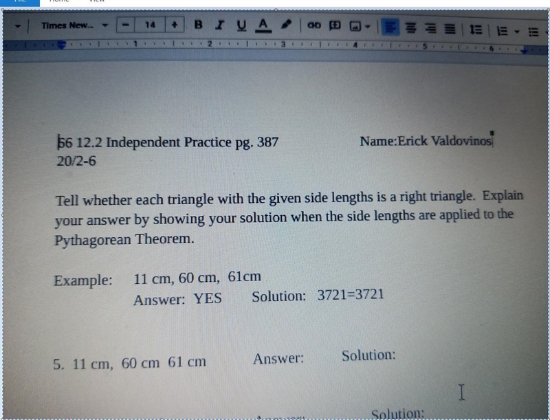 Tell whether each triangle with the given side lengths is a right triangle. Explain-example-1