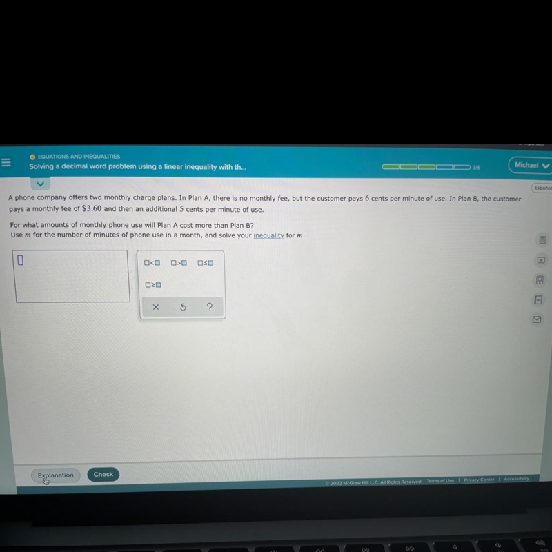 O EQUATIONS AND INEQUALITIESSolving a decimal word problem using a linear inequality-example-1