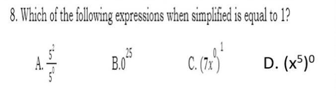 Which of the following expressions when simplified is equal to 1?-example-1