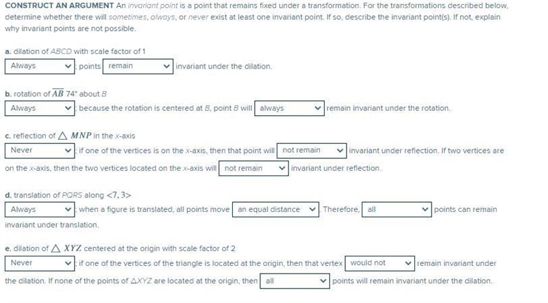 Helppp! a. box 1: always, sometimes , never / box 2: remain ,do not remain b. box-example-1