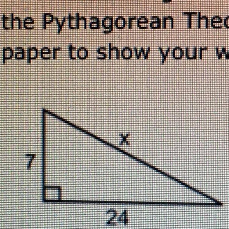 What is the length of the unknown side of the right triangle usingthe Pythagorean-example-1