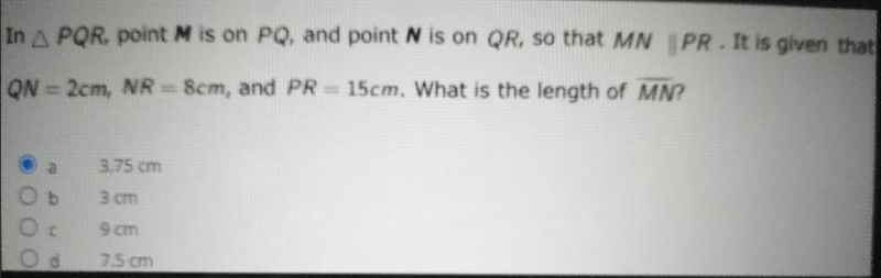 In A PQR, point Mis on PQ, and point N is on QR, so that MN ||PR. It is given that-example-1