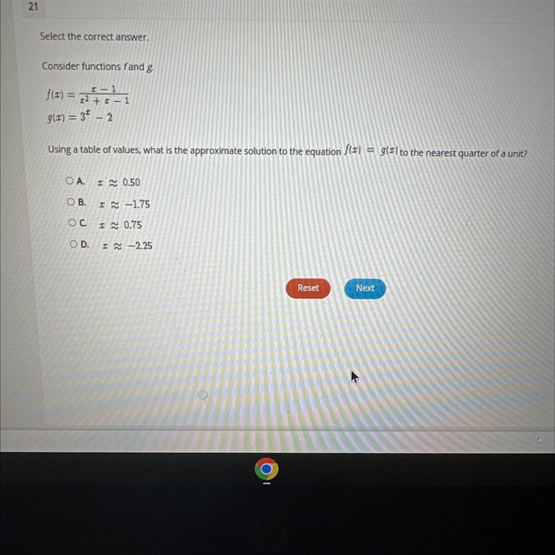 Consider functions fand gUsing a table of values, what is the approximate solution-example-1