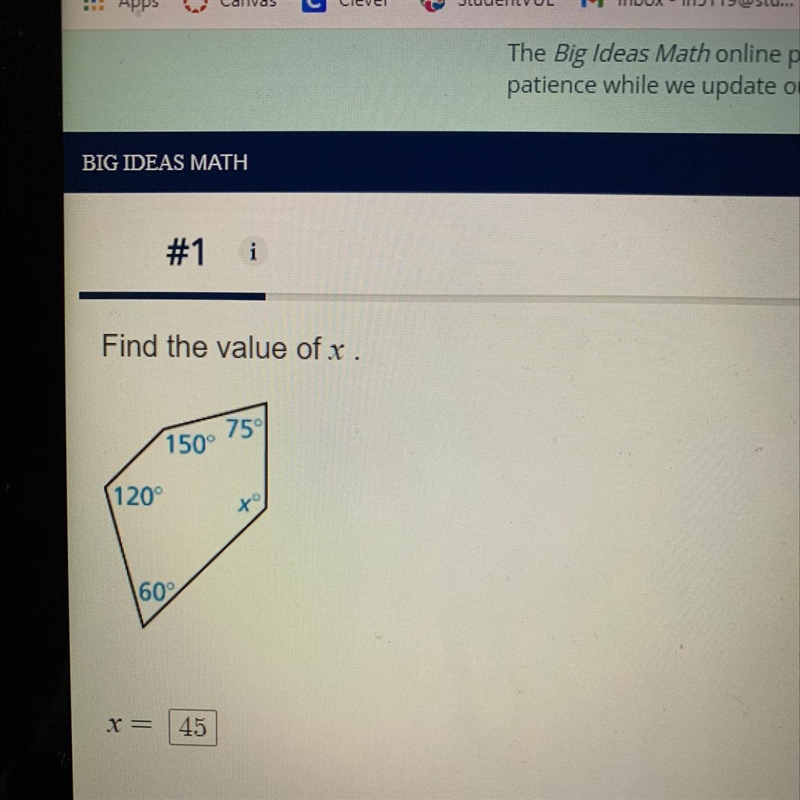 Find the value of x in the diagram-example-1