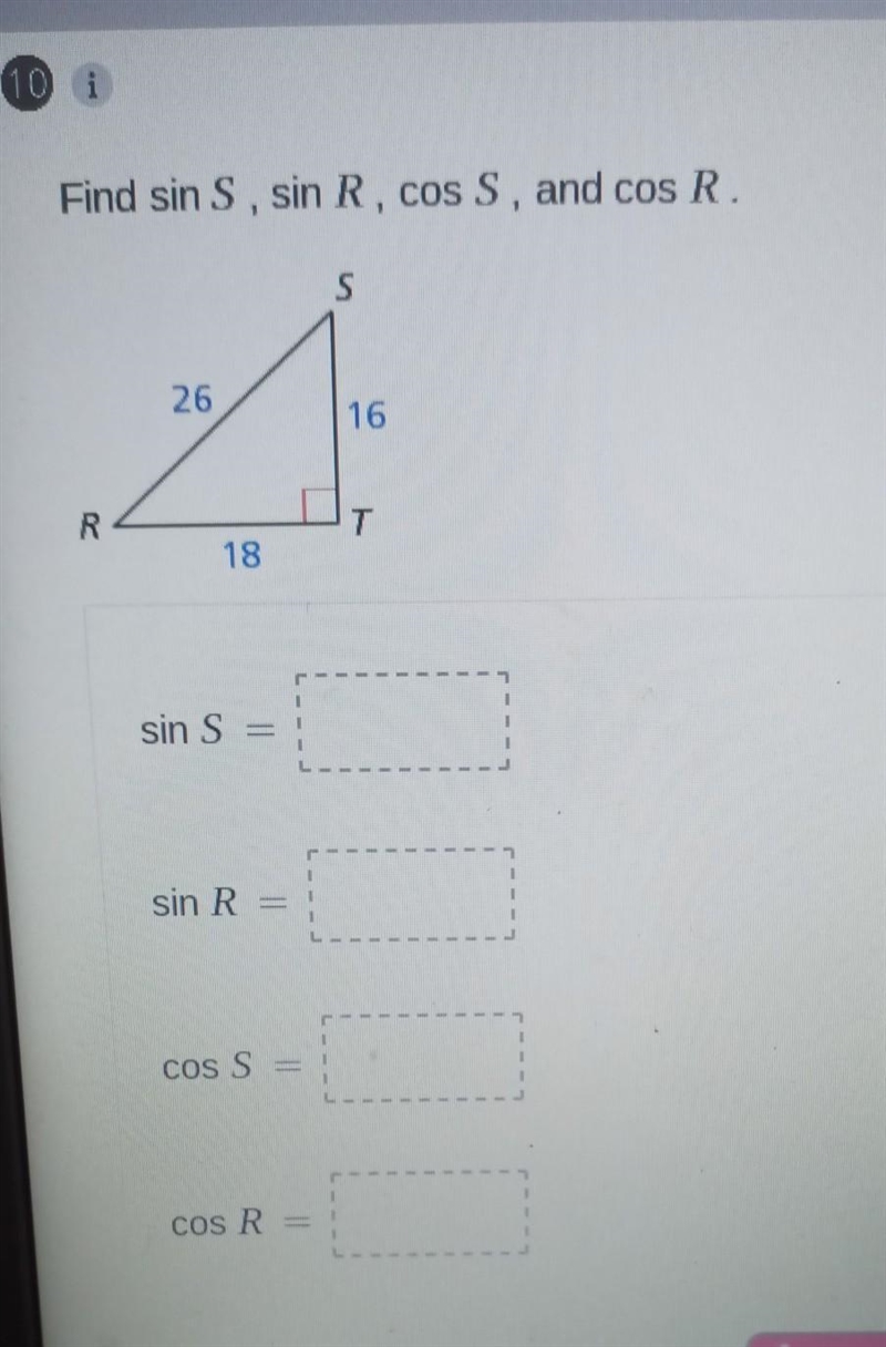 Find sin S, sin R, cos S, cos R.sin S =sin R =cos S =cos R =-example-1