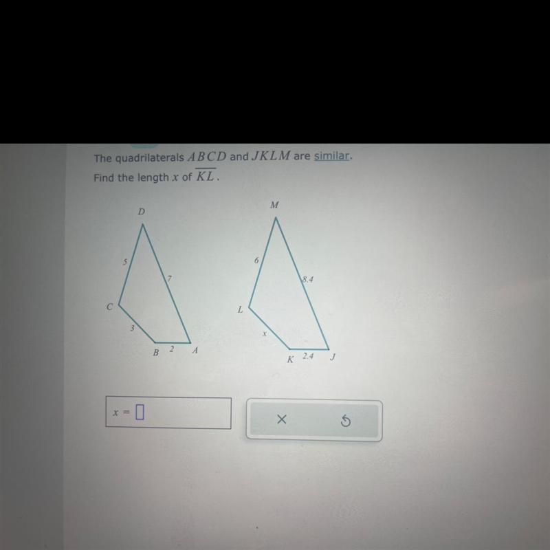 I need to find the length x of KL-example-1