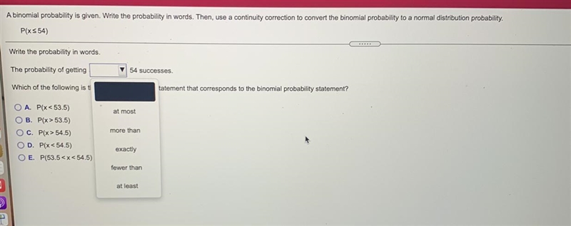 The probability of success And the question asks “which of the following is the normal-example-1