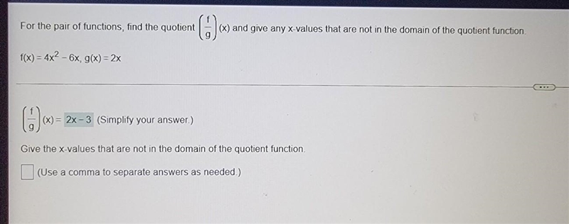 For the pair of functions, find the quotient (f/g)​-example-1