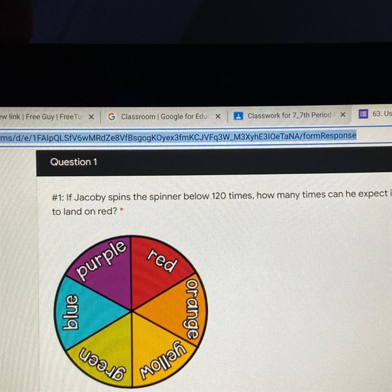 If someone spins the spinner below 120 times, how many times can he expect isto land-example-1