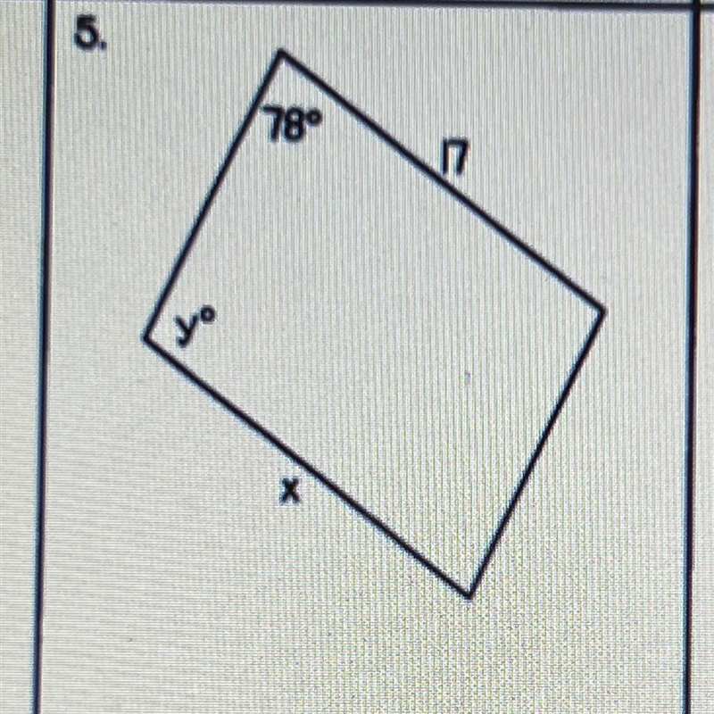 Find the missing pieces to the parallelogram of number 5-example-1