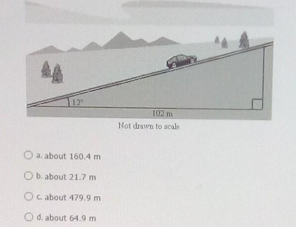 a car is traveling on a road that makes a 12 degree angle with the ground. find the-example-1