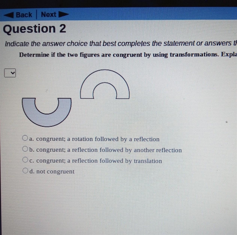 Back | Next Question 2 Indicate the answer choice that best completes the statement-example-1